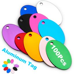 Tags Oval Tags 100Pcs Personalised Dog ID Tag Aluminium Name Customised Engraved LOGO ID Tag Accessories Laser Engraving Nameplate