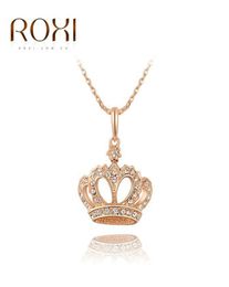2018 ROXI Crown Pendant Necklace Rose Gold Colour Fashion Women Crystal Wedding choker necklace Jewellery for Lady Gifts bijoux7273702