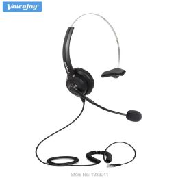 Headphone/Headset Handsfree Call Centre Noise Cancelling Corded Monaural Headphones Headset with Mic for Desk Telephone 4Pin RJ9 Crystal plug