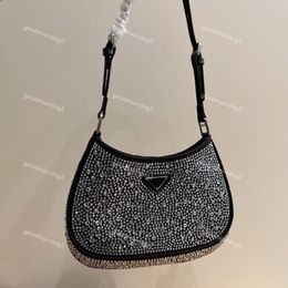 Designer women bag Cleo series Underarm bag Classic Famous Fashion Half Moon handbag 2023 lady Crystal embellishment Shoulder Bags219U