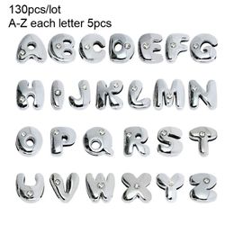 More Options DIY accessory Bead Caps 130pcs 8mm English Alphabet Slide Letters Charms Rhinestone Fit Pet collar Wristband keychain291E