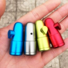 New Mini Colourful Bullet Cartridge Style Aluminium Alloy Smoking Tobacco Spice Miller Storage Bottle Stash Seal Case Portable Snuff Snorter Sniffer Snuffer Holder