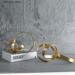 Other Home Decor Creative Gold Crafts Knot Golden Line Hollow Out Metal Figurine Winding Rope Decorative Figurines Home Decoration Accessories Q240229