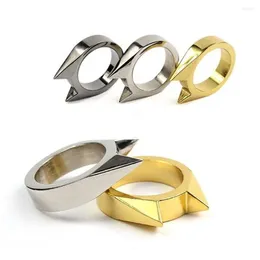 Cluster Rings 1Pcs Cat Ear Mini Stainless Steel Defensive Ring Self Defence Portable Personal Protection Tool Men's And Women's Metal