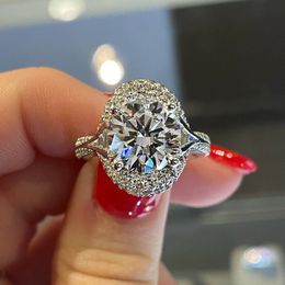 2024 Drop Ship Choucong Wedding Rings Luxury Jewellery 925 Sterling Silver Round Cut Large 5A Cubic Zircon CZ Diamond Gemstones Eternity Women Bridal Ring Gift