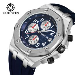 Watches Swiss Brand Ochstin Men Sports Chronograph Quartz Wristwatch Waterproof Silicone Strap Calendar Luminous New Relogio Masculino