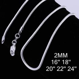 Epack 10pcs 925 sterling silver plated fashion 2mm snake chain necklace for pendant or dangles jewelry193Y