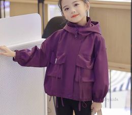 Girls triangle Labeling jacket kids hooded long sleeve zipper outwear 2024 spring children all-matching casual clothes Z6883