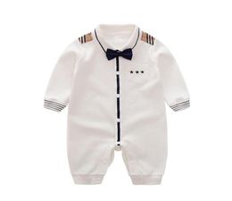 YiErYing Baby Rompers Infant Jumpsuits Party Bow Tie Gentleman For Boy Romper Cotton Newborn Baby Clothes LJ201023237h3845087