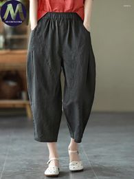 Women's Pants Women Pant 2024 Summer Solid Colour Loose Comfortable High Waist Calf-Length Korean Fashion Leisure Harem
