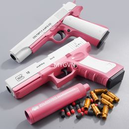 M1911 EVA Soft Bullet Foam Darts Blaster Toy Gun Pistol Manual Shooting Pink Launcher With Silencer For Children Kids Boys Birthday Gifts 001