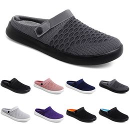 Slippers Solid color hots taupe white black grey blue green pink walking low soft leather mens womens breathable shoes indoor trainer GAI