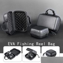 Fishing Accessories Bags S/M/L Portable Eva Leather Reel Bag Absorb Shock Waterproof Protective Case Tackle Carry Storage Box Drop D Dhpsq