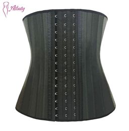 Atbuty 25 Steel Boned Waist Trainer Corset Latex Waist Cincher Workout Shapewear 3 Rows Hooks Body Shaper Slimming Underwear 201218438805