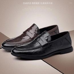 Dress Shoes Men's Genuine Leather Microfiber Leathe 38-44 Soft Anti-slip Rubber Sole Loafers Man Casual 158