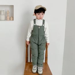 Children Winter Warm Overalls Girls Boys Winter Thick Pants Cotton Filling Kids Overalls Toddler Baby Ski jumpsuit 1-5 years 240226
