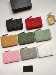 Luxury c brand fashion designer women card holder wallets fold flap classic pattern caviar lambskin wholesale woman small mini pure Colour Pebble leather with boxes