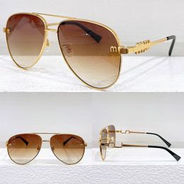 Designer Fashion Women MIU Logo Sunglasses SMU383 Men Womens Classic Metal Gold Frame Modern Fashion Sunglasses