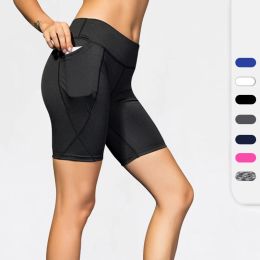 Shorts Women Marathon Running Shorts Quick Dry High Waist Sports Fitness Leggings Tights Yoga Pants With Side Pocket Custom Logo