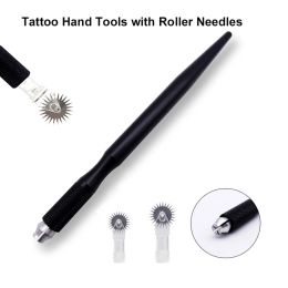 Needles 20pcs Disposable Black Roller Microblading Needle Tattoo Eyebrows Fog Embroidery Pin fit for Permanent Makeup Micro Manual Pens