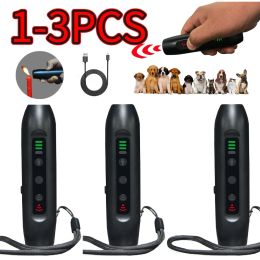 Repellents Ultrasonic Dog Trainer Rechargeable Plastic Bark Deterrents with LED Flashlight Electronic Training Devices 3 Modes Pet Products
