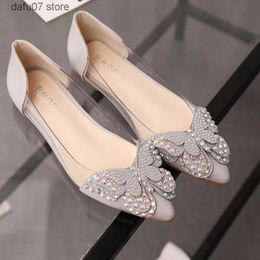 Dress Shoes Womens Flats Luxury Rhinestone Ballet Flat Women Spring Autumn Butterfly Pointed Toe Wedding LoafersH24229