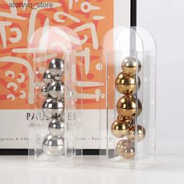 Other Home Decor Acrylic Transparent Round Ball Vase Geometric Bead Point Stacked Balls Golden Ball Arch Flower Vase Home Decoration Accessories Q240229