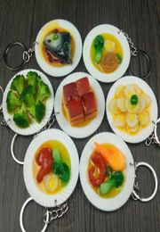 New Simulation Food Keychain 5cm Plate small House Toys Creative Dishware Food Pendant Key Chain party gift7754696