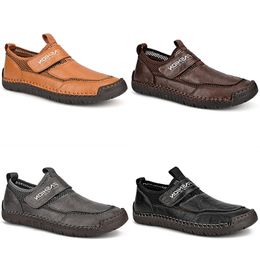 2024 plus size leather casual shoes black dark brown grey mens business shoes breathable sports sneakers GAI