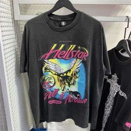 Homens camisetas 2024 manga tee homens mulheres de alta qualidade streetwear hip hop moda camiseta inferno estrela hellstar curto 536