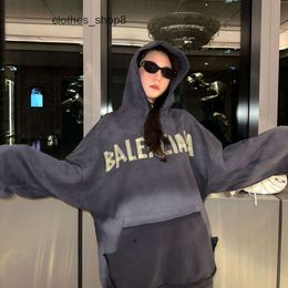 2024 balenciiaga Paris Hoodie Hoodies Mens Sweaters Fashion Designer High Edition Home American Textured Paper Tape Printing Letters Washed Worn Old Hooded Z624