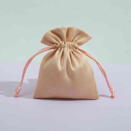 50pcs High Quality flannel Storage Velvet Bags Beads Tea Candy Jewelry Organza Drawstring Bag for Wedding Christmas Gift Pouches249b