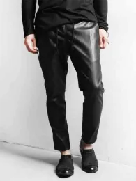 Pants Men's Straight Pants Spring And Autumn New Fashion Singer Hair Stylist Simple Casual Large Size Leather Pants