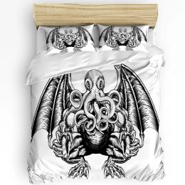 sets Cthulhu Monster Octopus Black And White Duvet Cover 3pcs Bedding Set Home Textile Quilt Cover Pillowcases Bedding Set No Sheet