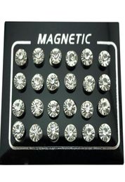 Stud REGELIN 12 Pairlot 4567mm Round Crystal Rhinestone Magnet Earring Puck Women Mens Magnetic Fake Ear Plug Jewelry9840058