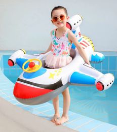 Rooxin Aeroplane Infant Float Pool Swimming Ring Inflatable Circle Baby Seat with Steering Wheel Summer Beach Party Toys 240223