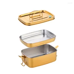 Dinnerware Portable 1.5L Stainless Steel Lunch Box With Handle Double Layer Leakproof Sealed Bento For Case Container Storage