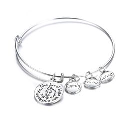 Fashion Expandable Bangle Bracelets for Women Friends Love Family Charms Silver Plated Bracelet Friendship Jewelry4414039