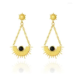 Stud Earrings Wild&free Eyes Shape Gold Plated For Women Minimalism Half Circle Spiked Stainless Steel Jewellery Gift