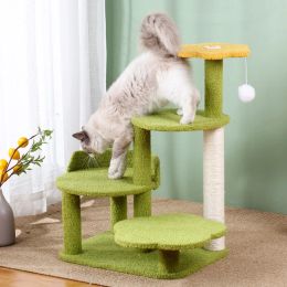 Scratchers Green Cat Climbing Frame, FourLayer Sisal Cat Scratching Board, Scratching Post, Cat Nest, Jumping Platform Tree, Pet Toy Suppl