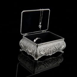 Jewelry Pouches Bags Vintage Trinket Box Rectangle Metallic Floral Small Gift Storage P9YF273D