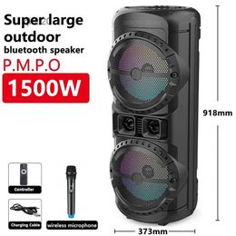 Cell Phone Speakers 125W Super Large Outdoor Bluetooth Speaker 12 Inch Double Horn Subwoofer Portable Wireless Column Bass Sound with Microphone FML2402