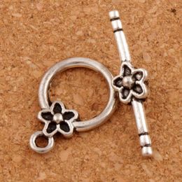 Plum Flower Bracelet Toggle Clasp 100sets lot Antique Silver Fit Bracelets L847 Jewelry Findings & Components LZsilver214l