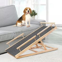 Ramps Portable Wood Dog Cat Folding Ramp for Couch Car Bed Pet Ramp with Non Slip Mat Safety Side Rails Dog Cat Ladder Up