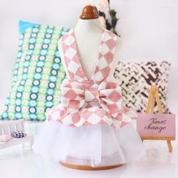 Dog Apparel Pet Dress Princess Pompous Skirt Teddy Pomeranian Small Summer Cat Plaid Son Luxury Clothes