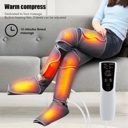 Air Pressure Leg Massager Blood Circulation Lymphatic Drainage Calf Foot Massage 360° Full Wrap Pain Relief Airbag Warm Compress240227