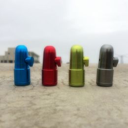 Mini Colourful Bullet Cartridge Style Aluminium Alloy Smoking Tobacco Spice Miller Storage Bottle Stash Seal Case Portable Snuff Snorter Sniffer Snuffer Holder DHL