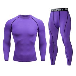 Sets Men's Compression Sportswear Suit MMA Rashgard Quickdrying Tights Sports Yoga Track Suit Running Bodybuilding Training Leggings