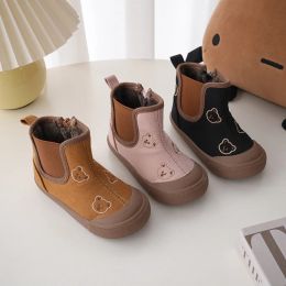 Outdoor Winter Autumn Children Hightop Boots Baby Cute Cartoon Cotton Shoes with Veets Boys Girls Warm Soft Retro Boots