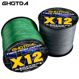 Lines GHOTDA X12 Strands Braided Line Fishing 300/500/1000M Saltwater 25120LB Multifilament PE Fishing Cord Strength 0.160.55mm